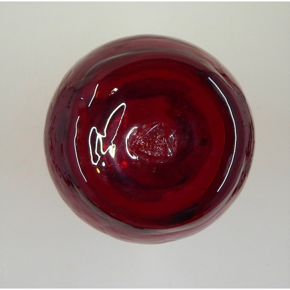 Kanawha Ruby Red Crackle Blown Glass Vase Applied Clear Rigaree Scroll - Picture 6 of 10